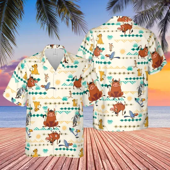 Discover Lion King Hawaiian Button Down Shirt