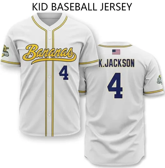 Discover Savannah Bananas #4 Jackson Gift For Fans Children Baseball Jersey