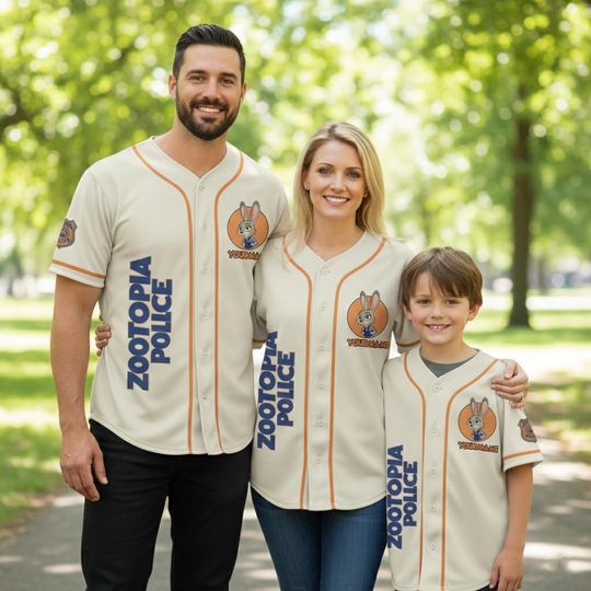 Discover Zootopia Police Jersey Shirt, Disney Zootopia Baseball Jersey, Zootopia Nick and Judy Movie Cosplay, Disney Family Hawaiian Shirts