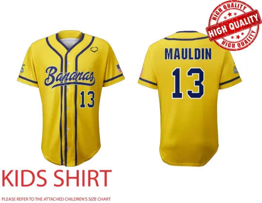 Discover #13 MAULDI Savannah Bananas Baseball Jersey 3D AOP Fans Adults Kids Youth