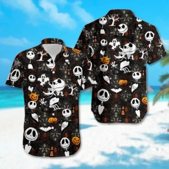 Discover Disneyland Fall Vibes Mickey and Friends Pumpkin Aloha Shirt, Disney Halloween M