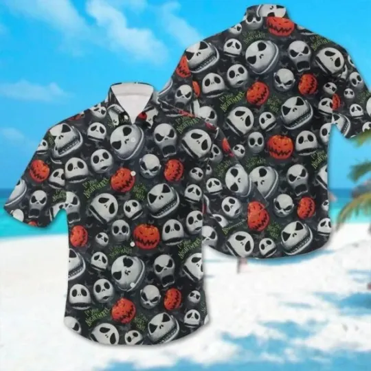 Discover Gothic Jack Skellington Hawaiian Shirt, Spooky Nightmare Before Christmas Hallow