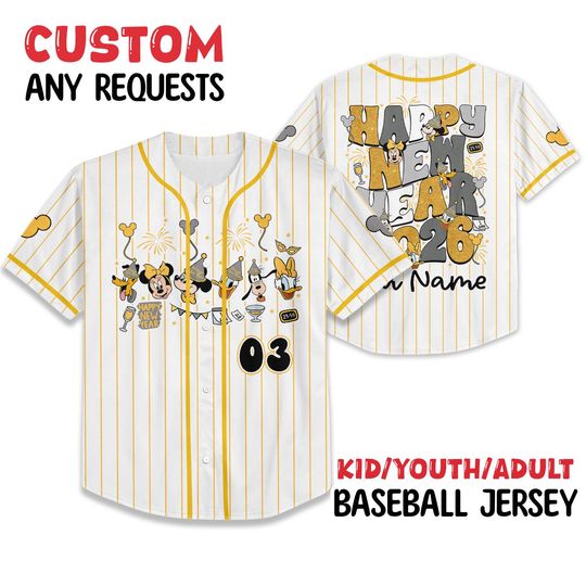 Discover Disney Mickey & Friends Happy New Year Fireworks 2026 Jersey, Disney Happy New Year Jersey, Disneyland Mickey New Year's Eve Party 2026 Tee