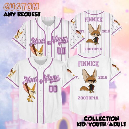 Discover Personalized Finnick Baseball Jersey, Zootopia Finnick Baseball Jersey, Team Finnick Jersey Shirt, Disney World Baseball Shirt