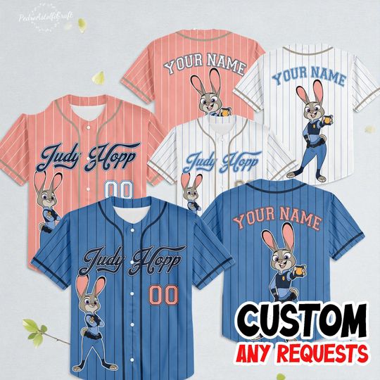 Discover Personalized Judy Hopps Zootopia Baseball Jersey | Custom Disney Shirt Gift for Zootopia Fans