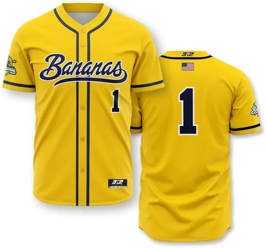 Discover Savannah Bananas Unisex Shortsleeve Yellow Game Jersey