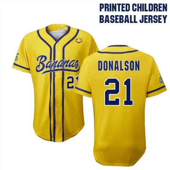Savannah Bananas Donalson #21  Christmas Gift Children Baseball Jersey