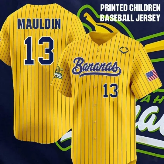 Discover Savannah Bananas Mauldin #13  Christmas Gift Children Baseball Jersey