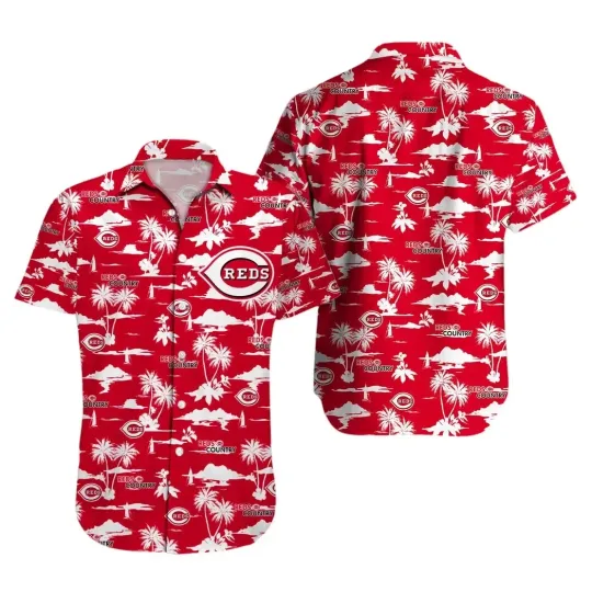 Discover Cincinnati Baseball Team Redss Hawaiian Button Shirt Down Full Size S-5XL