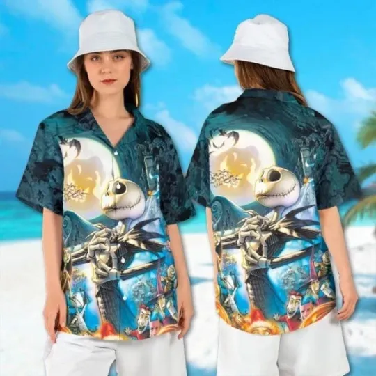Discover Nightmare Before Christmas Hawaiian Shirt, Jack Skellington and Sally Couple Shirt