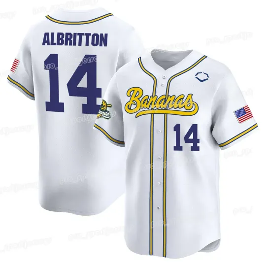 Discover Collection New Savannah Bananas Jersey Navy #14 Funny Baseball White
