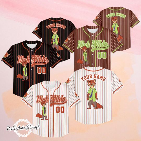 Discover Custom Nick Wilde Zootopia Baseball Jersey, Disney Nick Wilde Jersey Shirt, Disneyland Birthday Gift, Disney Fan Baseball Lover Outfit