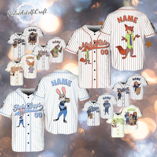 Discover Zootopia Inspired Family Jersey  Fox & Bunny Matching Shirt, Safari Adventure Costume, Animal City Birthday Jersey, Custom Name Fan Gift