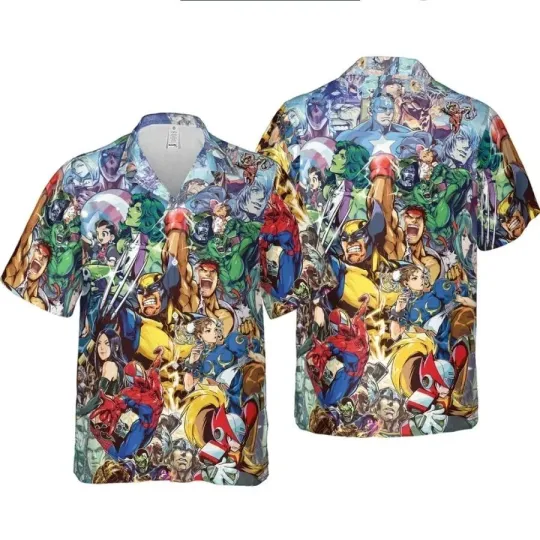 Discover Marvel vs Capcom Hawaiian Button Down Shirt Unisex Adults S-5XL