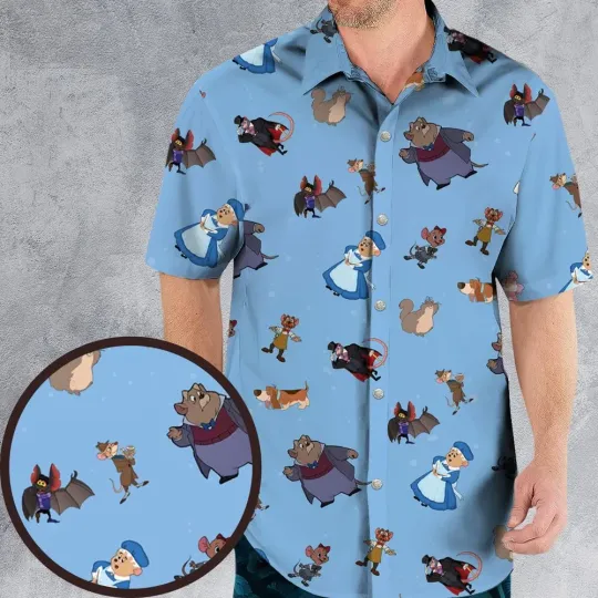 Discover Great Mouse Detective Characters Hawaiian Shirt, button down unisex adults S-5X