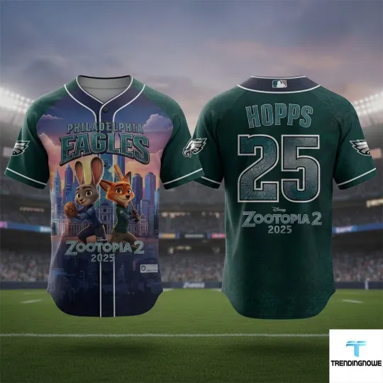 Discover Personalized Eagles Zootopia 2 Football Team Wilde Hopps Baseball Jersey