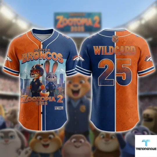 Discover Broncos Zootopia 2 Football Team Collab Disney Celebration Baseball Jersey