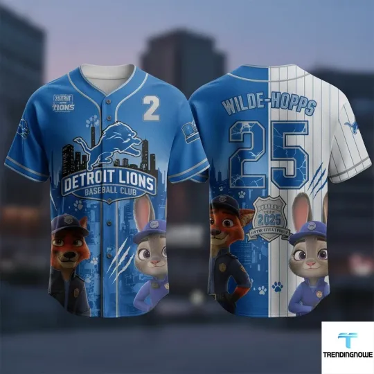 Discover Personalized Lions Zootopia 2 Football Team Disney Celebration Baseball Jersey