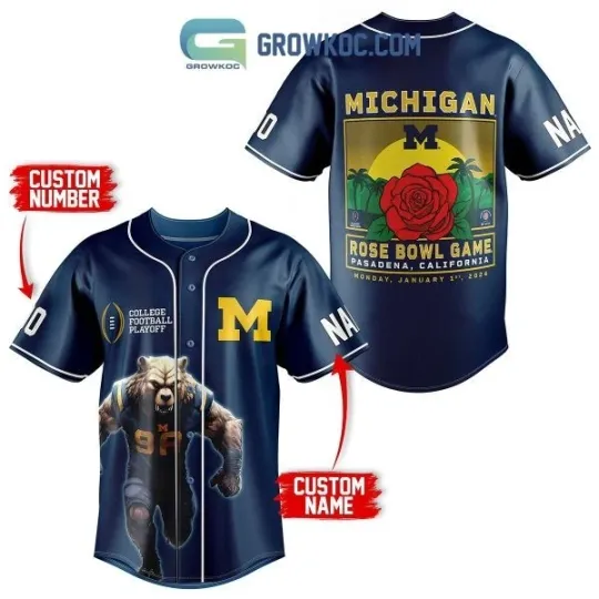 Discover Michigan Football Team Wolverines Rose Bowl Game Baseball Jersey Full Sizes