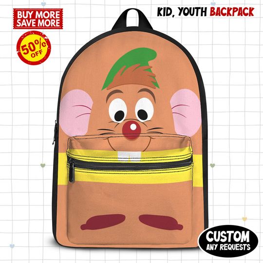 Discover Disney Gus Gus Backpack, Cinde Kids School Bag, Cute Kids Backpack, Birthday Gift, Fun Travel Bag