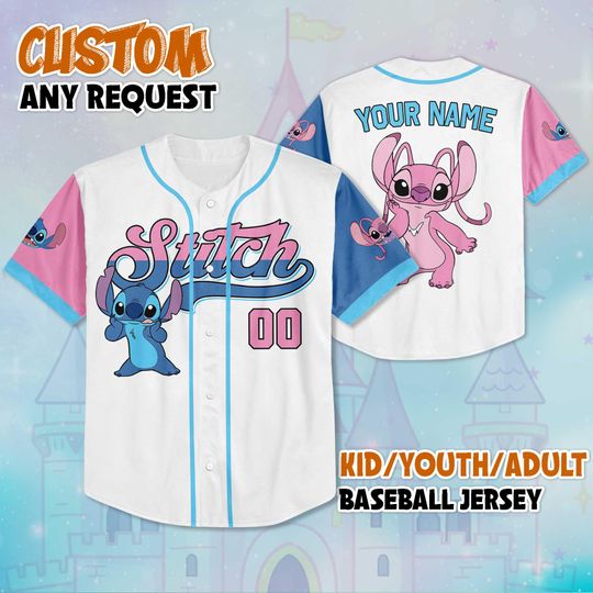 Discover Custom Stitch and Anger Baseball Jersey, Personalize Disney Lilo & Stitch Shirt, Baseball Team Outfit