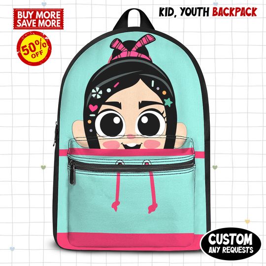Disney Vanellope Backpack, Donald Wreck It Ralph Kids School Bag, Cute Kids Backpack, Birthday Gift, Fun Travel Bag