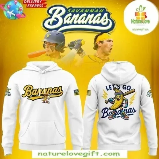 Savannah Bananas Baseball Team 2025 Hoodie all Size WHITE Men