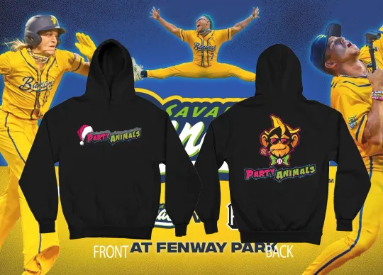 2 Sides Party Animals Savannah Bananas Christmas Hoodie Shirt Black S-5XL