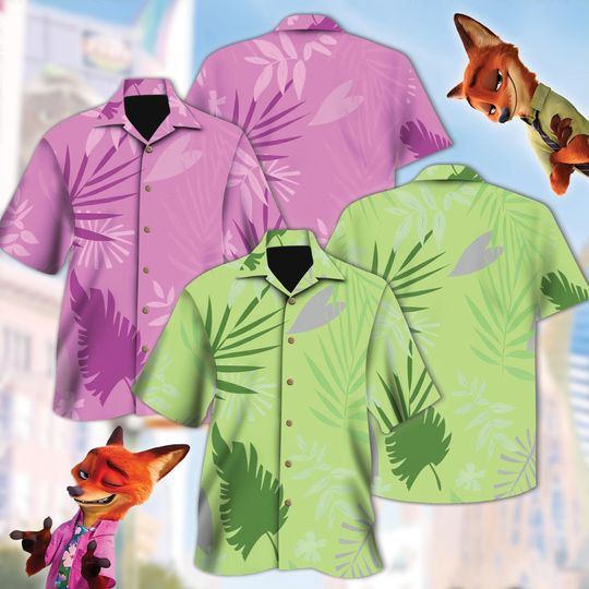 Discover Disney Zootopia 2 Nick Wilde Summer Hawaii Shirt, Disneyland Animals Hawaii Shirt, Disneyland Nick & Judy Zootopia Hawaii Shirt