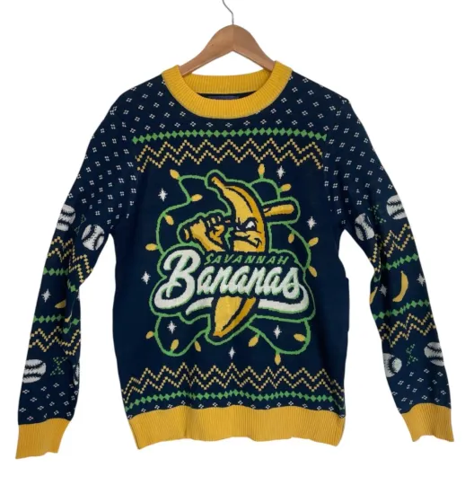 NWT Savannah Bananas Sweater Dancing Baseball Ugly Christmas Sweater Men's Med
