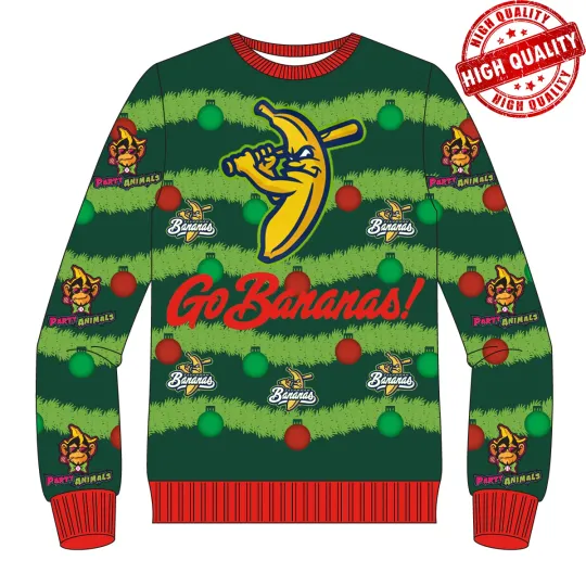 Savannah Bananas Baseball UGLY CHRISTMAS Sweatshirt 3D AOP Unisex