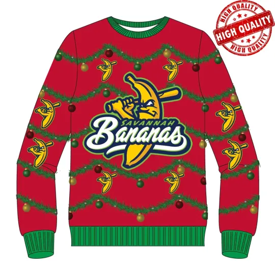 UGLY CHRISTMAS Savannah Bananas Baseball Sweatshirt AOP 3D Unisex S-5XL