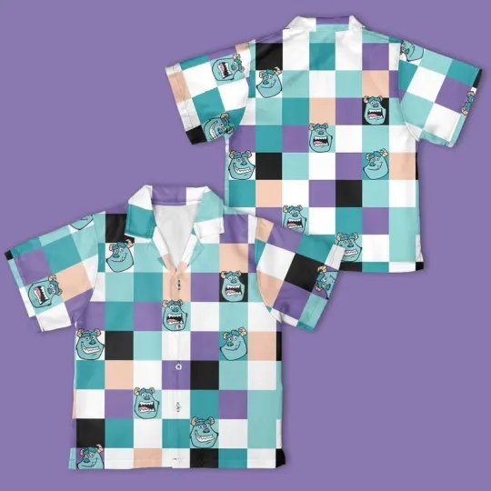 Discover James P. Sullivan Monsters, Inc. Checkerboard Hawaiian Shirt