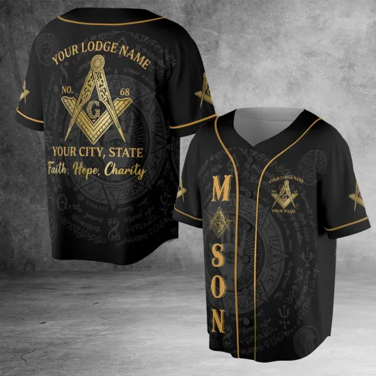 Discover Custom Lodge Name Number Masonic Faith Hope Charity Freemasonry Baseball Jersey