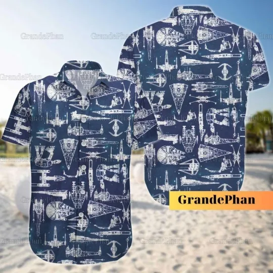 Discover Star Wars Button Shirt, Space Ship Battle Shirt, Men's Short Sleeve Shirt