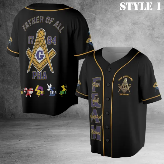 Discover Custom Freemasonry Father Of All 1784 PHA 3D Baseball Jersey Shirt Size S-5XL