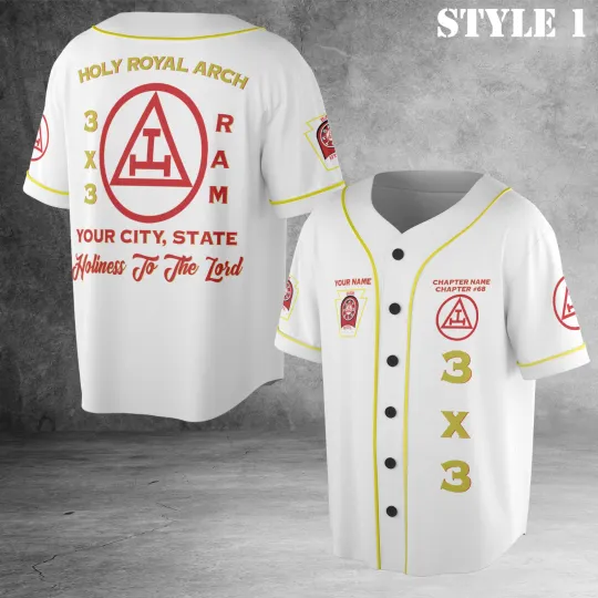 Discover Custom Name Holy Royal Arch Masonry York Rite Freemason 3D Baseball Jersey S-5XL