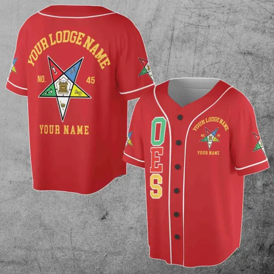 Custom Name Order of the Eastern Star Masonic Lodge OES  Baseball Jersey