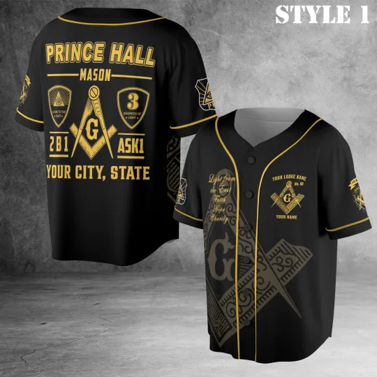 Discover Custom Name Freemason Prince Hall PHA 2B1 ASK1 3D Baseball Jersey S-5XL