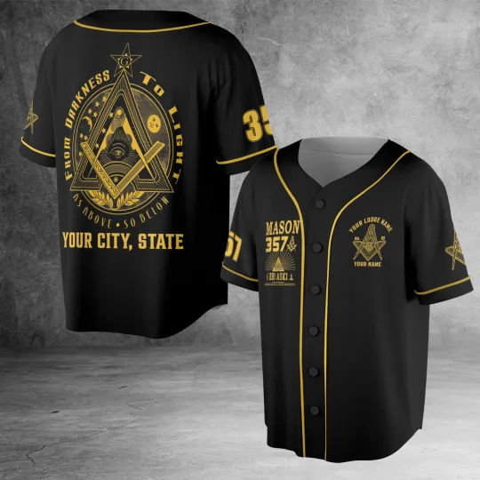 Discover Customize Lodge Name, Name and Number 2B1 ASK1 Freemasonry 3D Baseball Jersey
