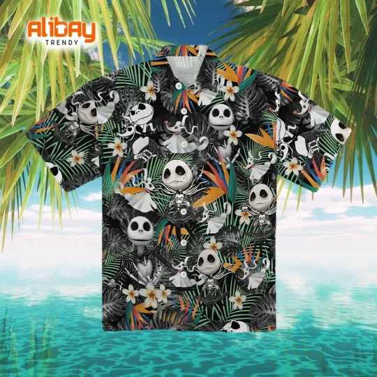 Discover Disney Halloween Jack Skellington Tropical Beach Hawaiian Shirt