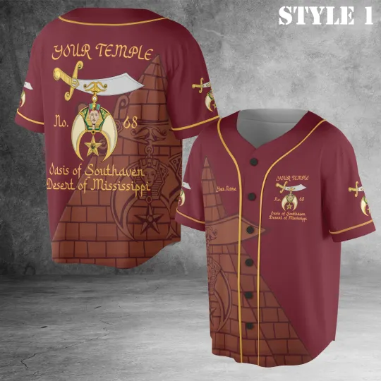 Discover Custom Temple Shriners Noble Ancient Egypt Pyramid AEAONMS 3D Baseball Jersey