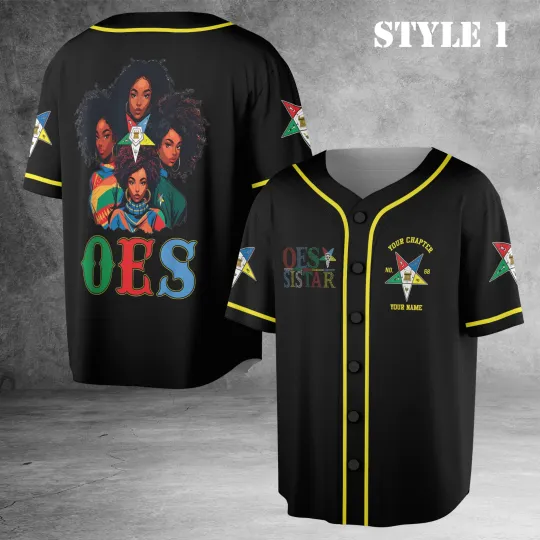 Discover Custom Name OES Sistar Order Of The Eastern Star Baseball Jersey Shirt S-5XL