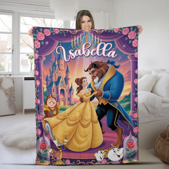 Discover Personalized Beauty and the Beast Blanket, Belle Princess Blanket, Disney Tale as Old as Time, Disney Princess Blanket,Custom Blanket C1JU15