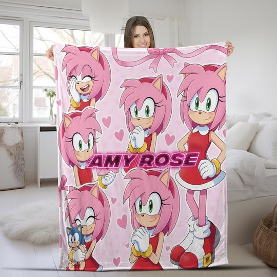 Discover Amy Rose Hedgehog Blanket, Cartoon Blanket