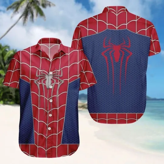Spider-Man Costume Shirt, Spiderman Hawaiian Shirt