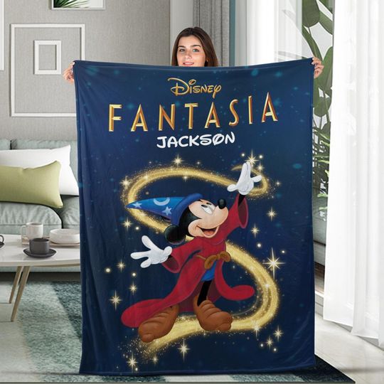 Discover Retro Sorcerer Mickey Fantasia Fleece Blanket, Home Decor