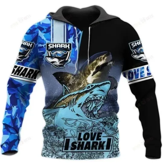 Discover Shark Tshirt Shark Silhouette Love Shark 3d Black Blue Tshirt Shark Week Hoodie