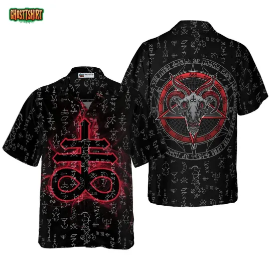 Discover Satanism Magic Circle 666 Sign Hawaiian Shirt