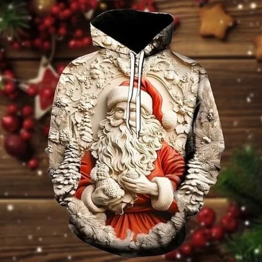 Discover Santa Claus Hoodie Funny Christmas Hoodie 3D Christmas